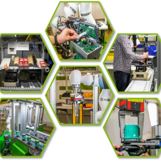 Collage ausgewählter Impressionen der Laborfläche