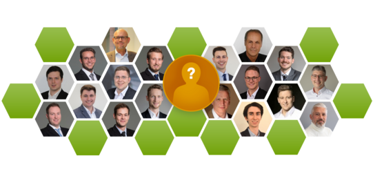 Profilbilder der Mitarbeiter*Innen des IPS angeordnet in Waben