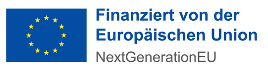 Logo mit der Aufschrift "Finanziert von der Europäischen Union NextGenerationEU". Links befindet sich eine blaue Flagge mit einem Kreis aus zwölf gelben Sternen, dem Symbol der Europäischen Union. Rechts neben der Flagge steht in blauer Schrift der Text "Finanziert von der Europäischen Union" und darunter in grauer Schrift "NextGenerationEU".