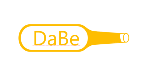 Logo with the inscription ‘DaBe’ in yellow lettering within a stylized pipe on a white background.